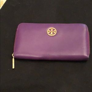 Tory Burch Raspberry Zip Around Wallet